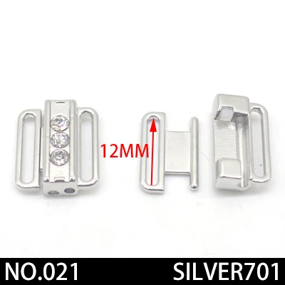 2pcs/lot silver gold Rectangle Tape Closure Hook& Clasp Rhinestone bra buckle Waist Extenders Sewing On Clothes Bra Clip Hook - Цвет: 021 12mm silver 2pcs