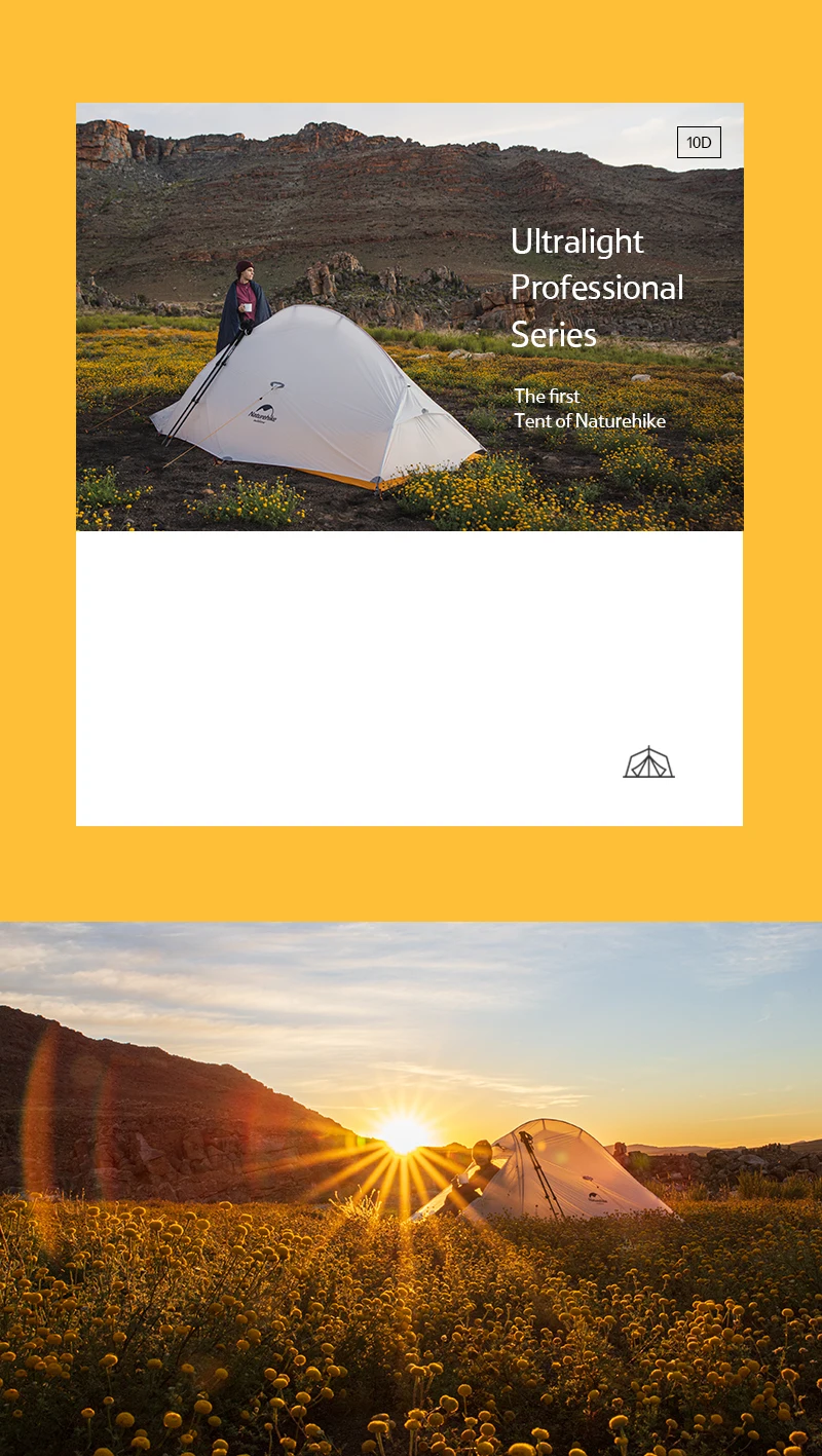 Naturehike Upgrade Cloudup1 2 человек 10D Сверхлегкий нейлон водонепроницаемый альпинизмом палатки одиночные палатки 930 г для рюкзака