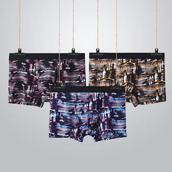 

3 Pack Men's Breathable Ice Silk Underwear Modal Boxer Pants Breathable Thin Mid-Waist Panties mens underwear seamless ice silk