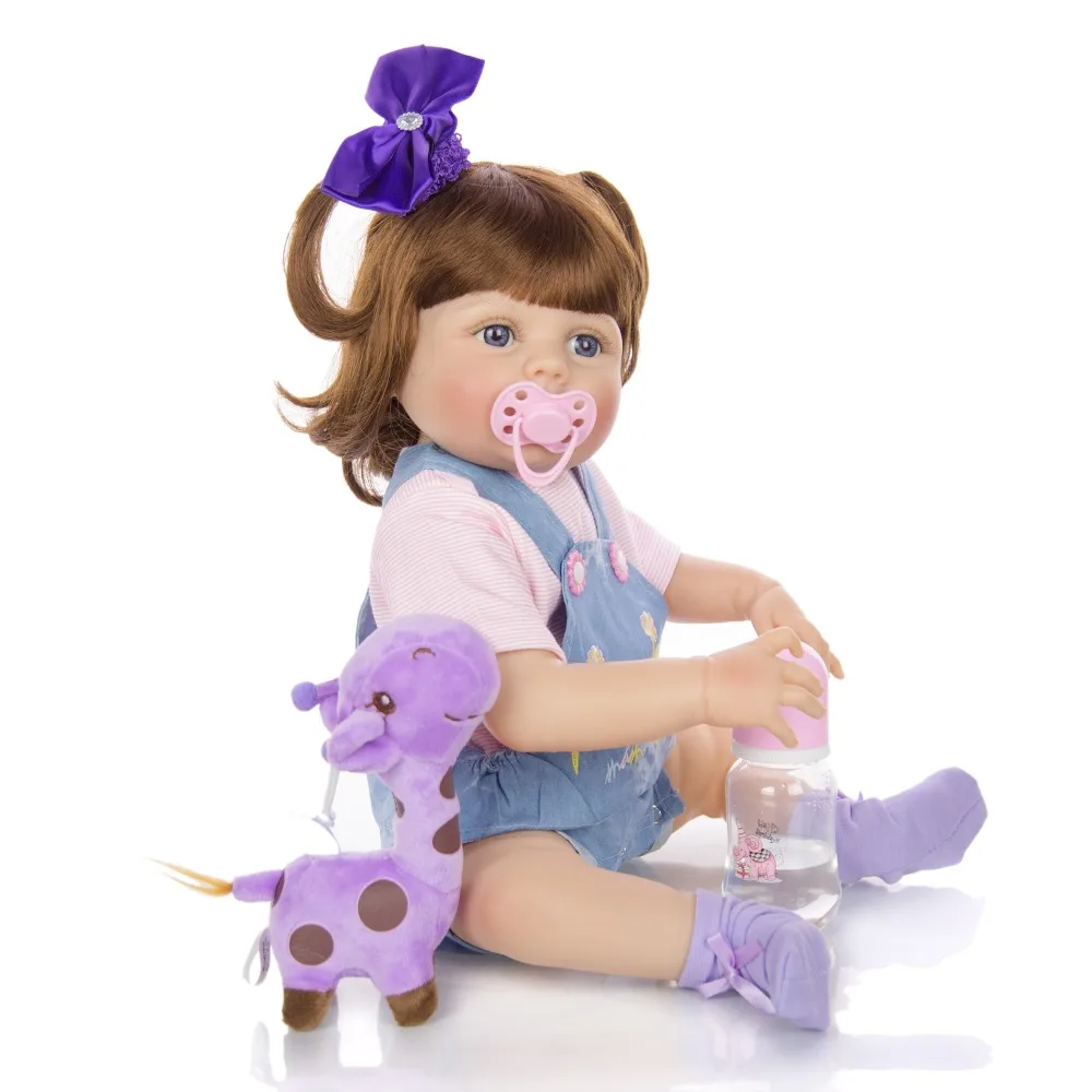 Reborn Girl bebe toys 2" 57 см Bebes reborn corpo de silicone inteiro новорожденный как живой куклы для детей подарок в загорелой коже