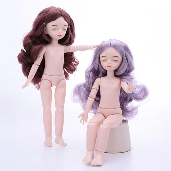 

22 Ball Joint 28cm Bjd Doll Naked Body with shoes Long Hair Normal Skin DIY Makeup Sleeping Baby Dolls For Girls Christmas Gift