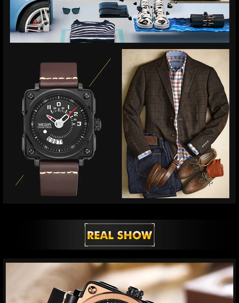 MEGIR мужские s часы лучший бренд класса люкс мужские военные спортивные наручные часы водонепроницаемые кожаные кварцевые часы erkek saat Relogio Masculino