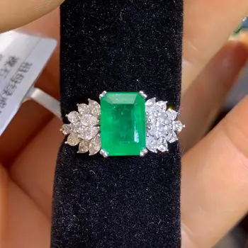 

Y410 Emerald Ring 2.25ct Pure 18 K Gold Jewelry 100% Natural Emerald Gemstone Diamond Female Wedding Rings for women Fine Ring