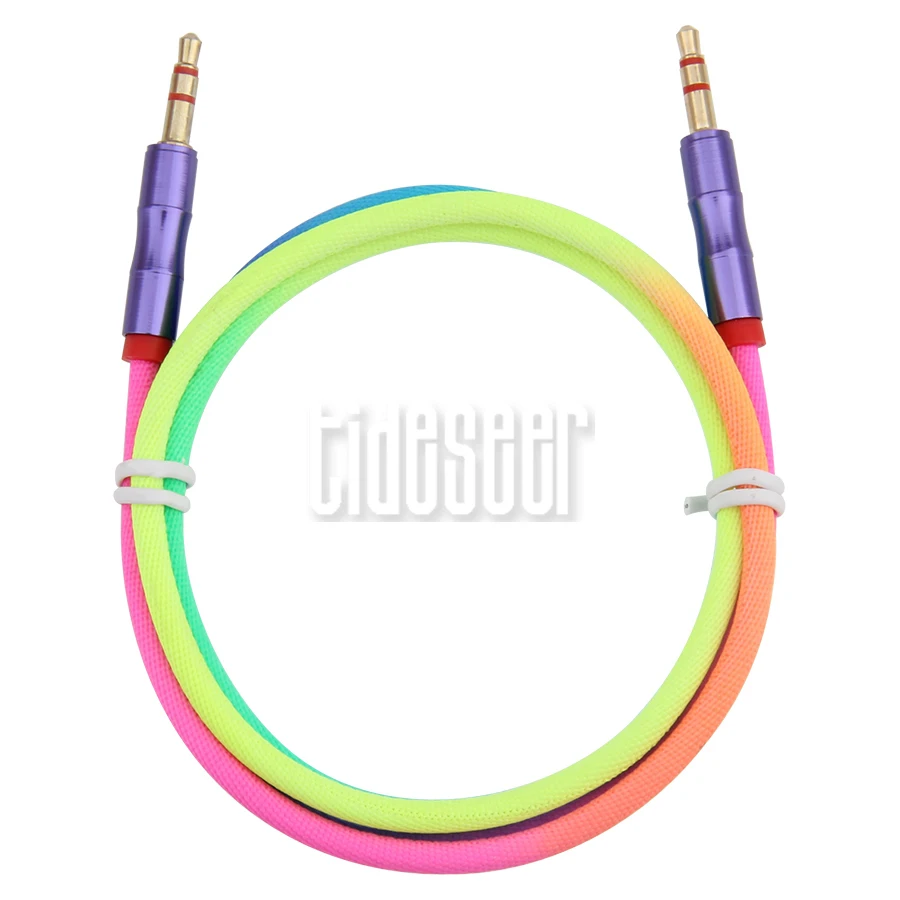 Colorful 1m Audio Cable 3 5mm Jack Gold Plated Plug Male to Male AUX Cord for iPhone Samsung Car Headphone Speaker MP3 4 2000pcs