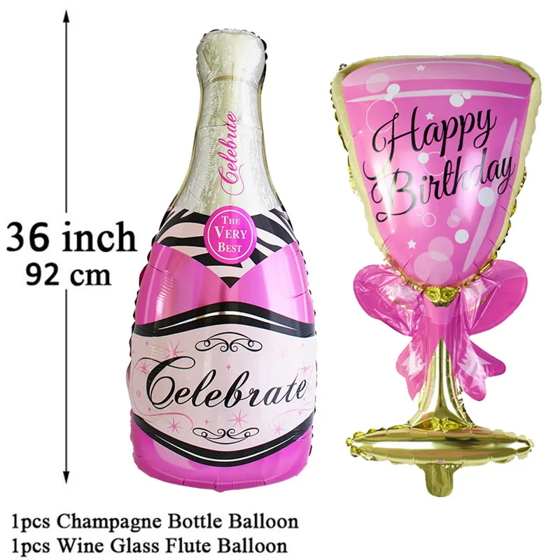 Большой бокал для шампанского, вина, виски, фольгированные воздушные шары с днем рождения, украшение для взрослых, товары для свадебной вечеринки, 18, 21, 25, 30, 40, 50, 60