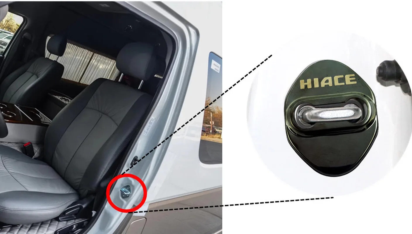 FLYJ 2 шт. Автомобильный Дверной замок с пряжкой, Крышка для автомобиля, аксессуары для межкомнатного дверного замка, защитная Пряжка для Toyota Hiace, автомобильная наклейка