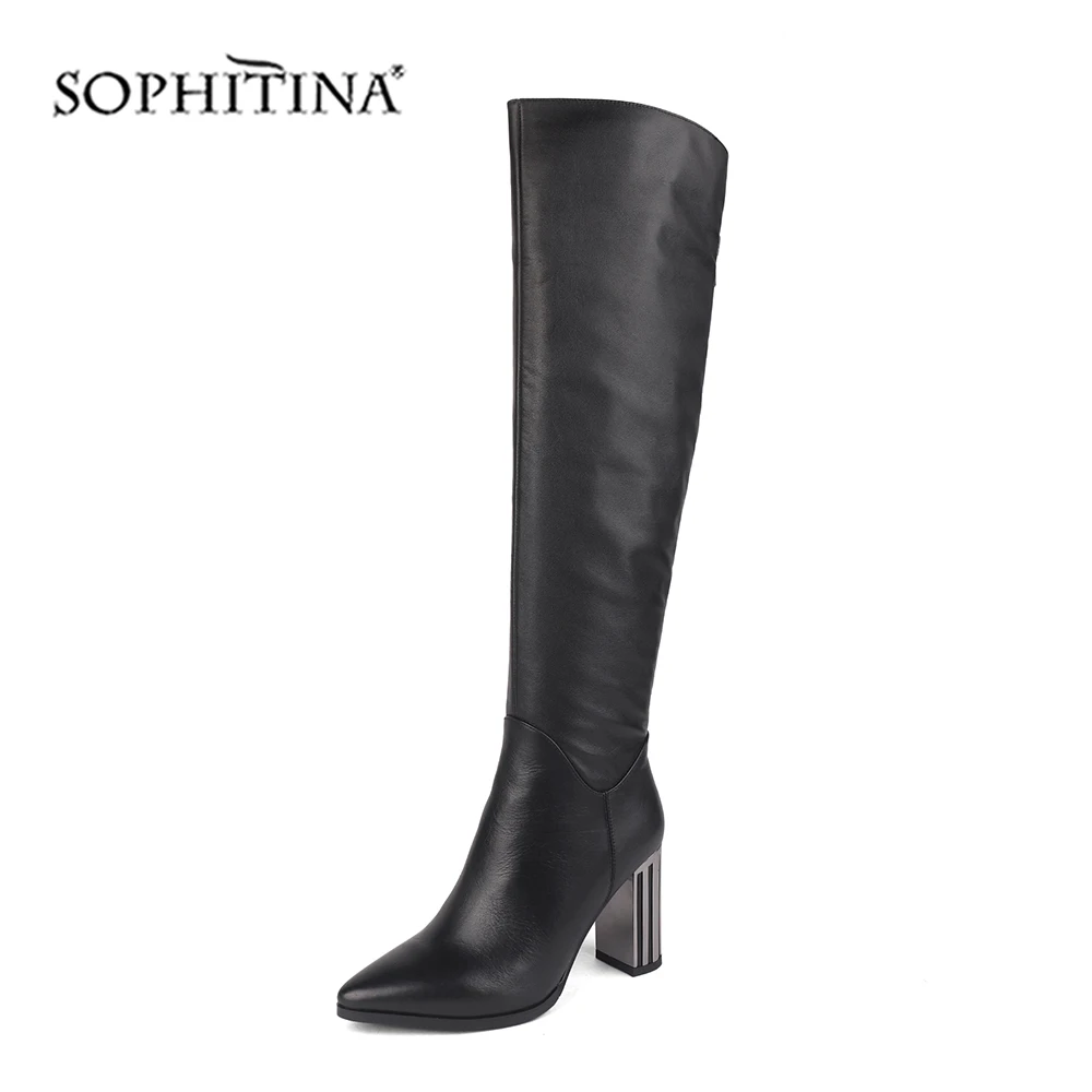 

SOPHITINA Women's New Boots High Quality Genuine Leather Sexy Pointed Toe Fashion Design Comfortable Shoes Handmade Boots C229