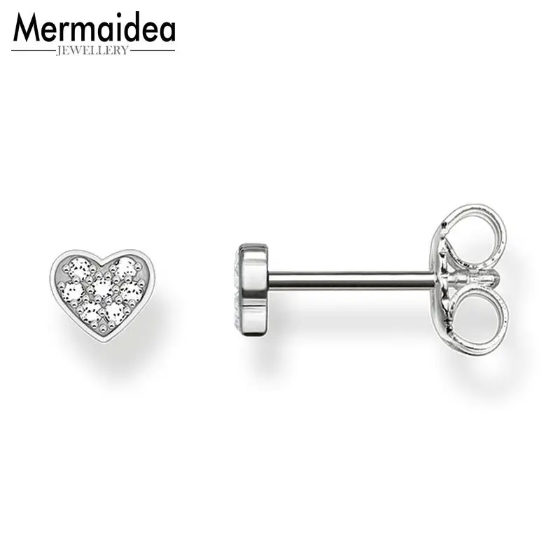 Маленькие серьги-гвоздики в форме сердца Модные осенние ювелирные изделия для