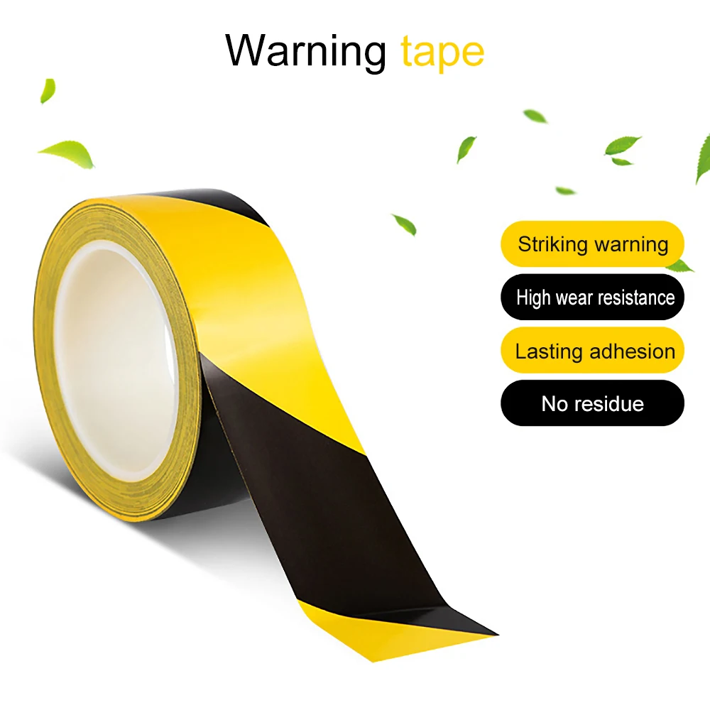 50mm x 33m Safety Tapes Black/Yellow Hazard Warning Tape Adhesive Marking Barrier Tap Pack of 1 
