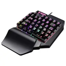 AMYGOJJ-miniteclado de juegos para tableta móvil, teclado de juego con cable de una mano para LOL PUBG CF, Teclado retroiluminado colorido para jugador