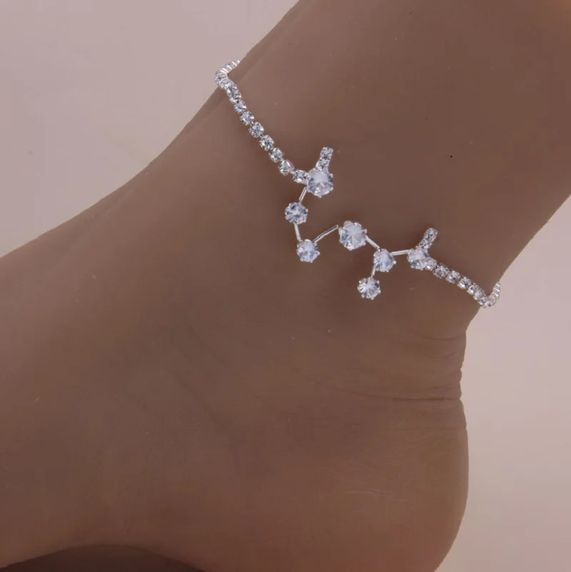 CZ Zircon Constellation Ankle Bracelet Cancer Leo Virgo Zodiac Anklets for Women Crystal Foot Leg Bracelet Beach Boho Jewelry CZ Zircon Constellation Ankle Bracelet Cancer Leo Virgo Zodiac Anklets for Women Crystal Foot Leg Bracelet Beach Boho Jewelry