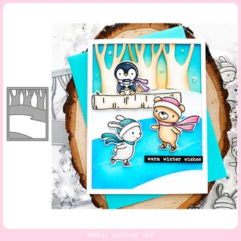 

Skating Pond Scene frame Metal Cutting Dies for DIY Scrapbooking Photo Album Decorative Embossing Paper Card Crafts Die Cut 2020