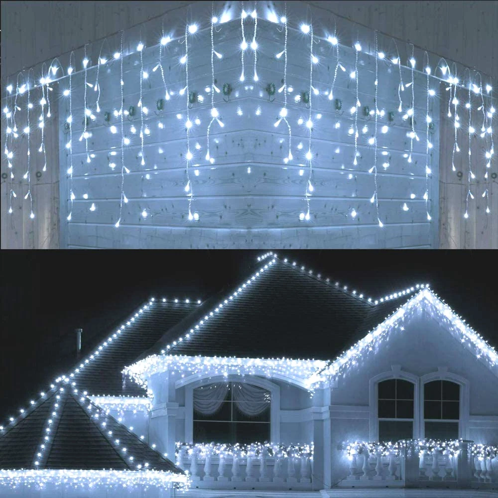 thumbnail image 1 of Decoraciones navideñas 2025 luces de cortina de carámbanos LED 4M*0,3/0,6M Enchufe UE/EE. UU. Guirnaldas de calles en la casa Conn impermeable, 1 of 5
