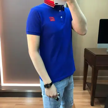 

HT7268 High-end custom short-sleeved T-shirt men's lapel white Tees summer pearl cotton t-shirt Polo shirt men's