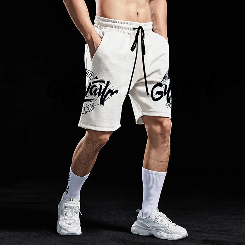 New Casual Shorts Men\'s Summer Men Hot Cargo Simple Letter Solid Board Male Brand Fitness bodybuilding clothing homme size M-3XL