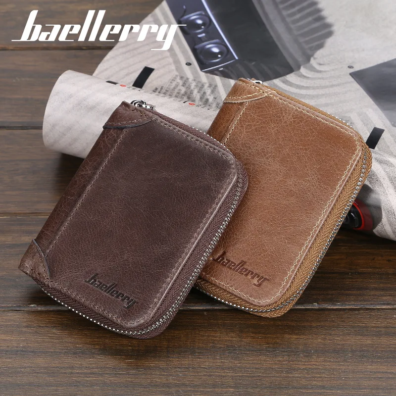 Baellerry, новинка, мужские кошельки для карт, 20 отделений для карт, натуральная коровья кожа, короткий, высокое качество, мужской кошелек, Ретро стиль, держатель для фото, мужские кошельки