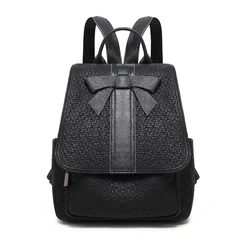 Women's Backpack shoulder bag Black leather cute girl Bag for Designer 2020 Motorcycle Travel Diaper Handbag