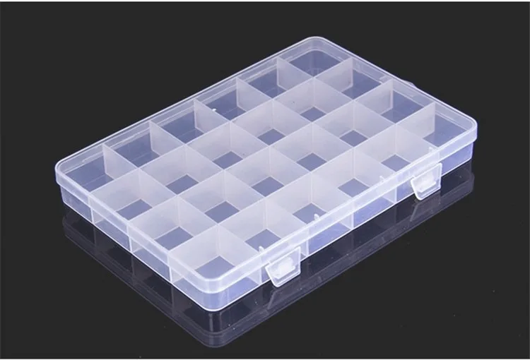 24 Slots Cells Transparent Portable Jewelry Tool Storage Box Container Ring Electronic Parts Screw Beads Organizer Plastic Box
