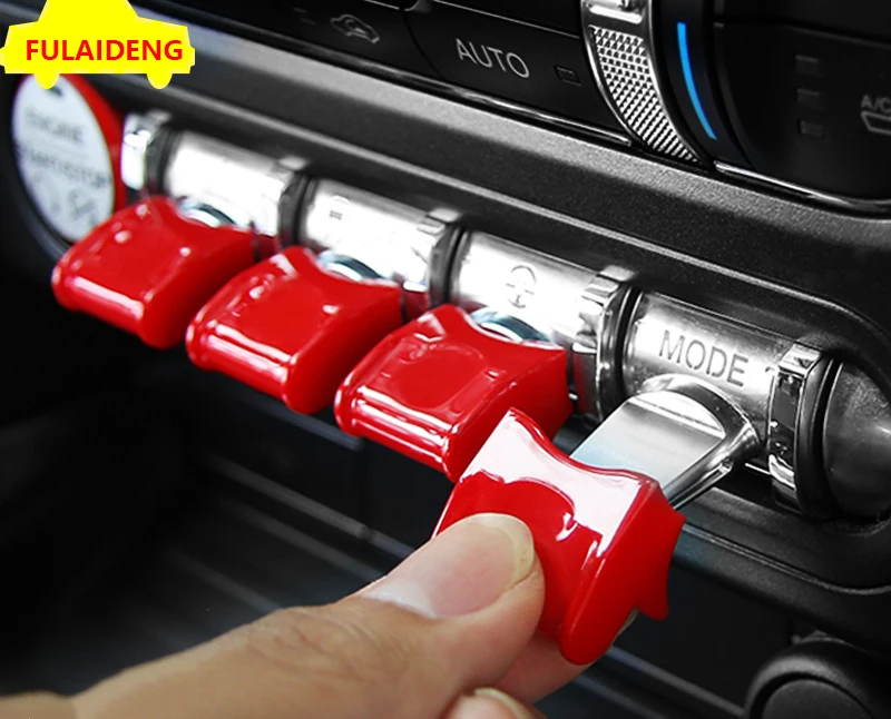 4 шт. для Ford Mustang- АБС Хром Интерьер средняя консоль Кнопка Крышка отделка автомобиля Стайлинг Аксессуары