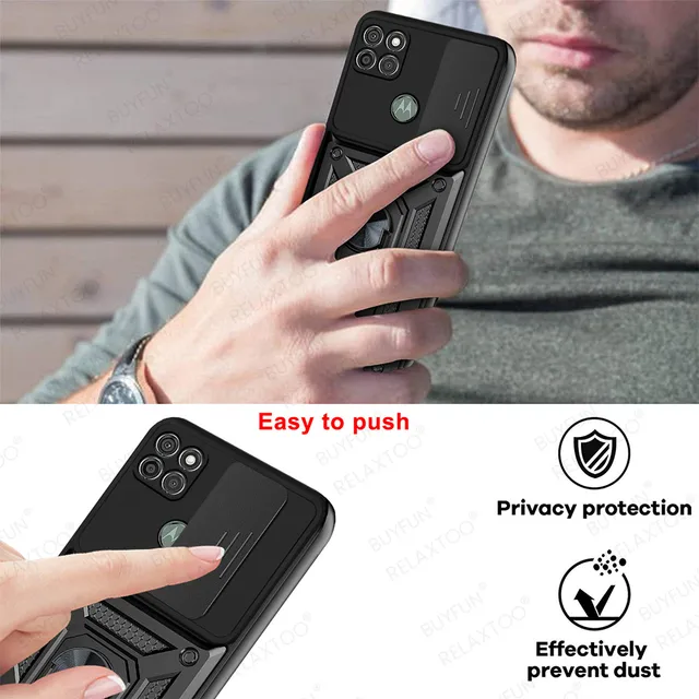 JNERBUYI Coque Bumper Pour Motorola Moto G 5G Plus Avec Anneau, Housse De Protection Avec Anneau Magnétique 360°. Étui Robuste Antichoc Coque. Noir