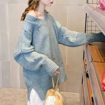 

V-neck women pullover shroud sweater 2019 new korean style women women's sweater free shipping