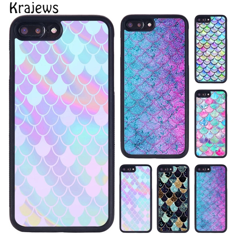 Акварельные искусственные блестящие чешуи krajew для телефонов iPhone X XR XS 11 12 Pro MAX 5 6 6S