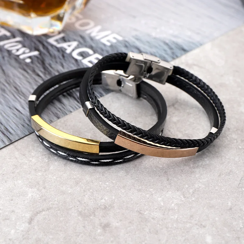 Simple New Handmade Retro Woven Leather Bracelet Popular Hand Jewelry Couple Pair Punk Bracelet leather bracelet