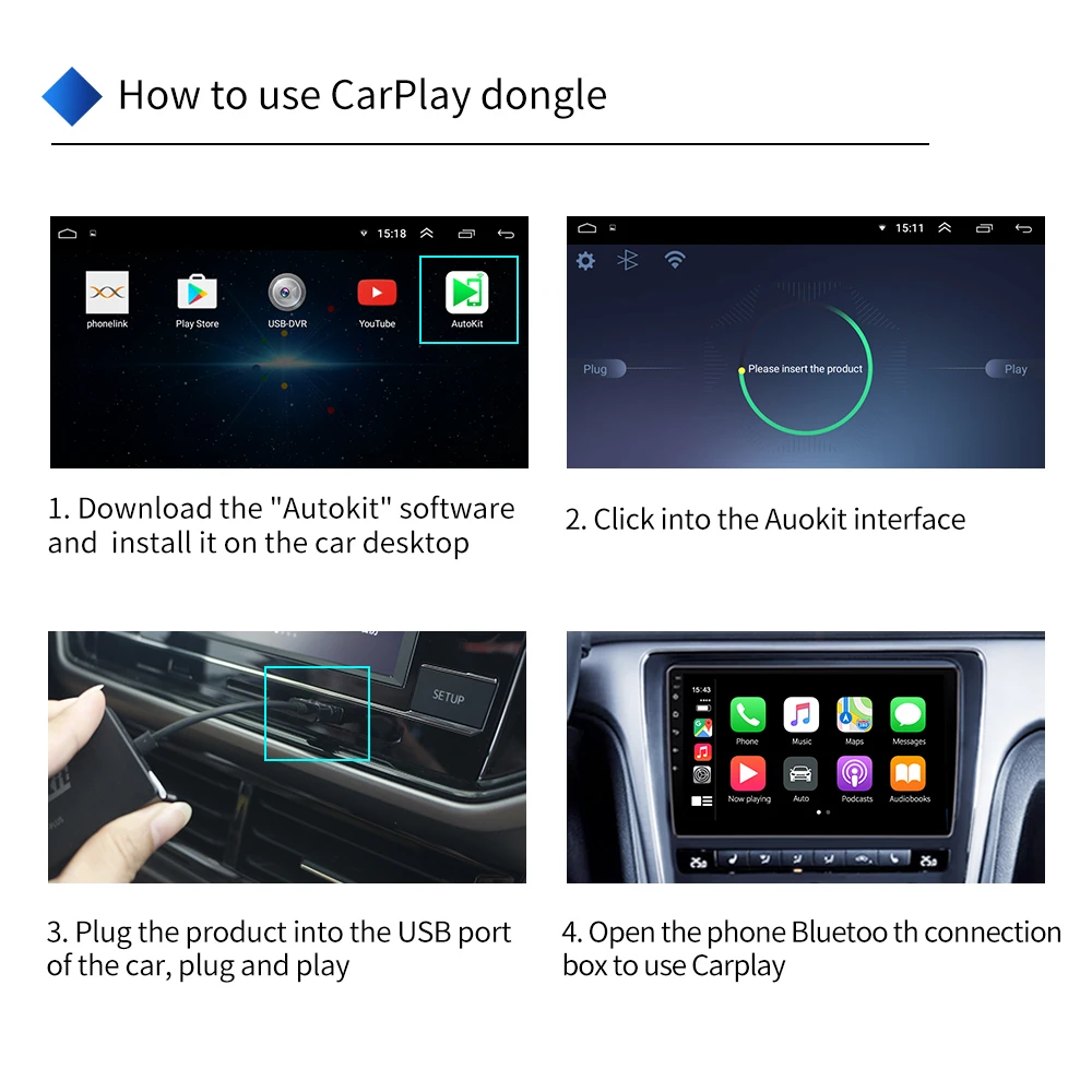 Горячая Распродажа Carlinkit USB внешний порт Carplay для Android Автомагнитола сенсорный