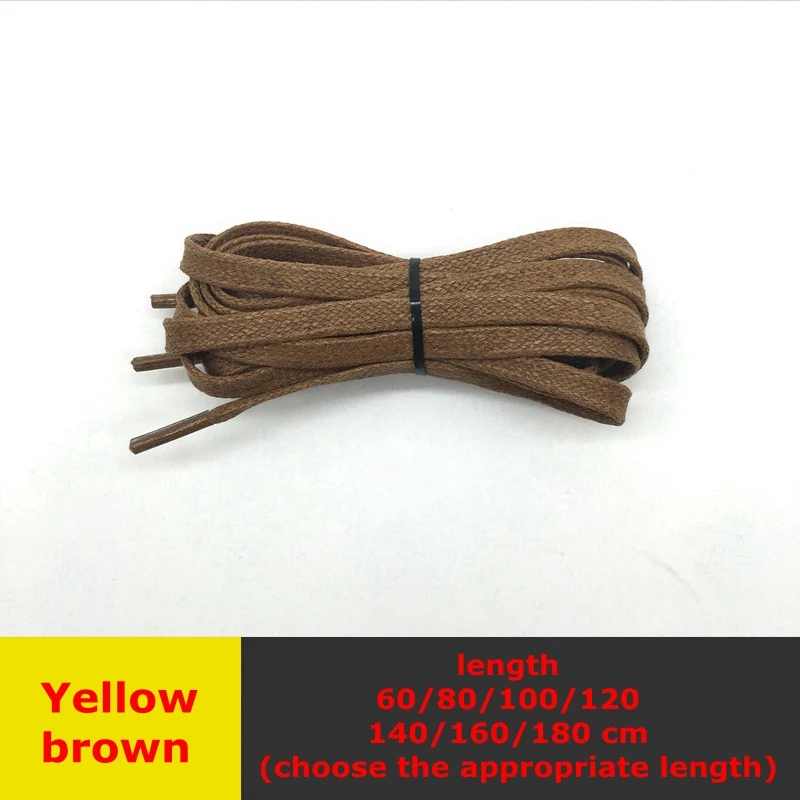 Yellow-brown 1 пара/Вощеная плоские шнурки кожаные водонепроницаемые повседневная обувь унисекс; шнурки длина 60 80 100 120 140 160 180 см P3 - Цвет: Yellow-brown