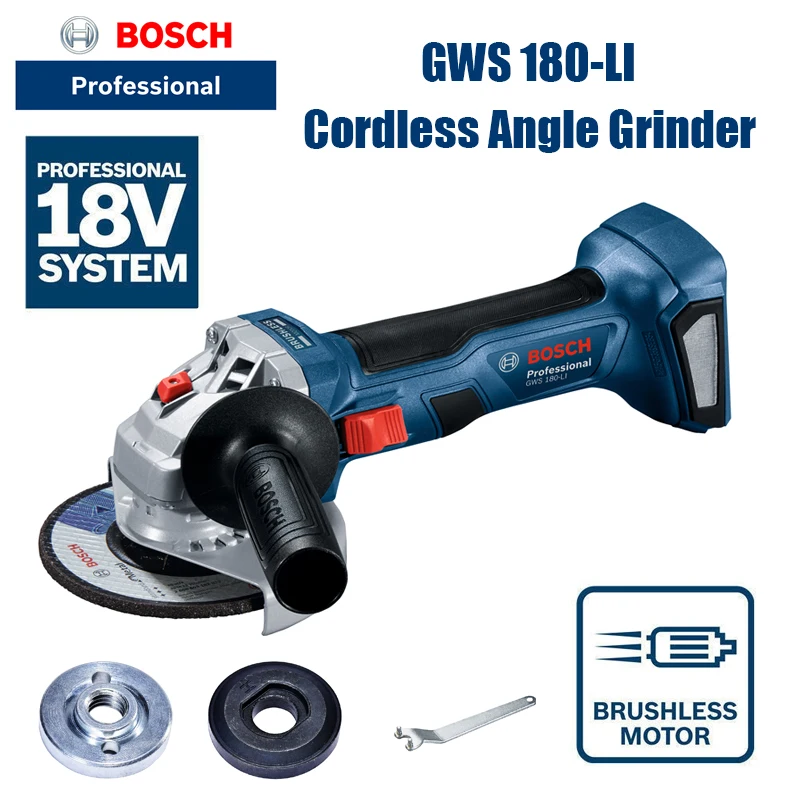 BOSCH GWS180-LI аккумуляторная бесщеточная угловая шлифовальная машина портативная