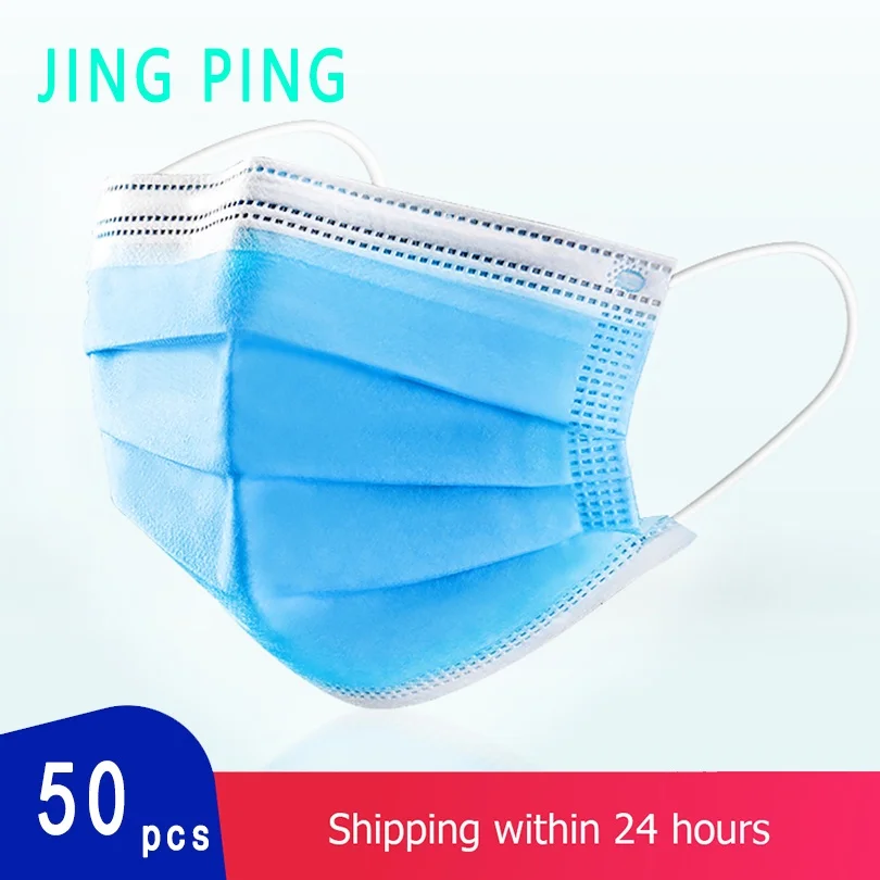 

JING PING 3 Layers Protective Mouth Mask Elastic Earloop Filter Safety Anti Dust Mask KN90 10/20/30/50 Pcs DROPSHIPPING