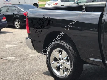 

For (2Pcs) Truck vinyl decal racing Dodge Ram side bed skull Hemi Mopar Graphics Demon Rt
