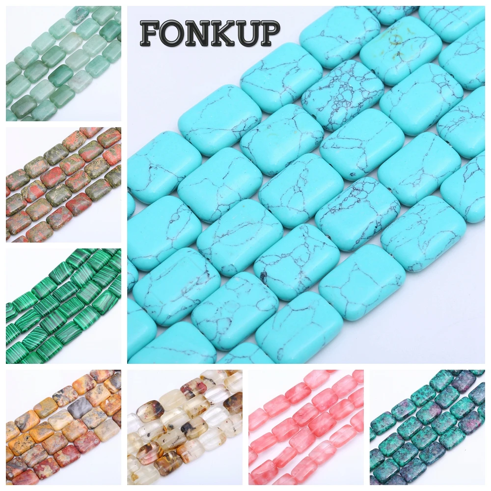 

Turquoise Square Beads 13mm* 18mm Natural Stone Loose Beads Making Fine Jewelry Power Gemstone Reiki Vintage Ethnic Healing Gift