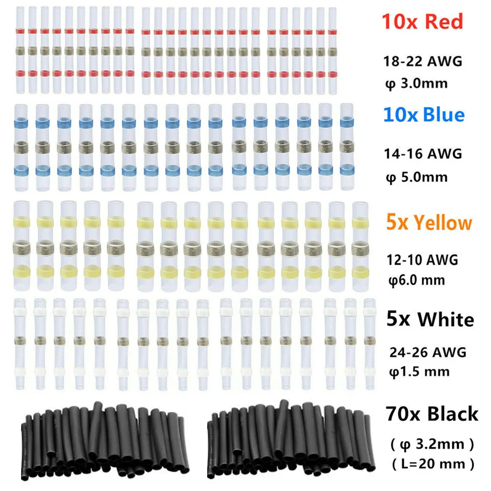 100 шт. термоусадочная трубчатые втулки припой уплотнение с двойной стенкой сращивания Водонепроницаемый провода Разъемы Кабель клеммный, электрический разъем