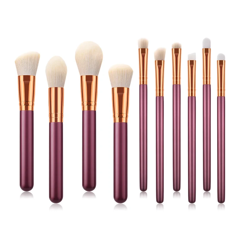 BBL 10 Pieces of Jujube Makeup Brush Set High Quality Handle Foundation Concealer Eye Shadow Sculpting Blusher Eyeliner Brush