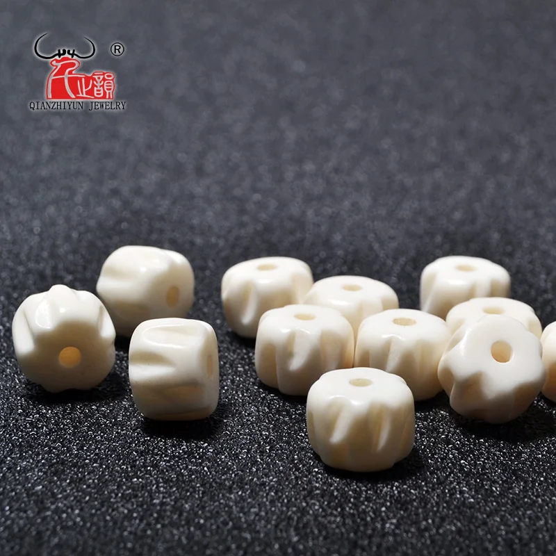 

20PCS Yak Bone prayer beads Carved Bead Necklace DIY Scatter Beads Handmade Natural bone beads white Beads