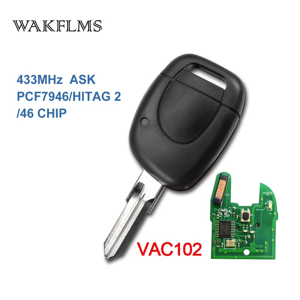 PCF7946A VAC102 Remote Car Key Fob Replacement for Renault Kangoo Clio 2001 2002 2003 2004 2005 2006 2007 2008 | Автомобили и
