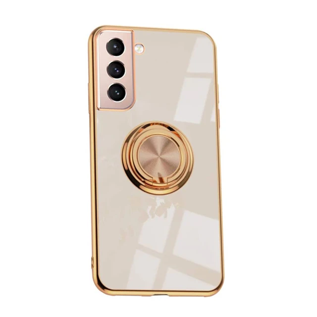 Luxury Ring Case For Samsung Galaxy S21 Plus Note 20 Ultra 10 S21Plus S21Ultra Note20 Note10 Soft Silicone Cover Holder Stand Pink