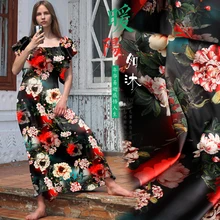 Печатный Шелковый тянущийся Атлас 118 см Ширина 19 momme/натуральная шелковая ткань для шитья современных женщин Sukienki/cheongsam