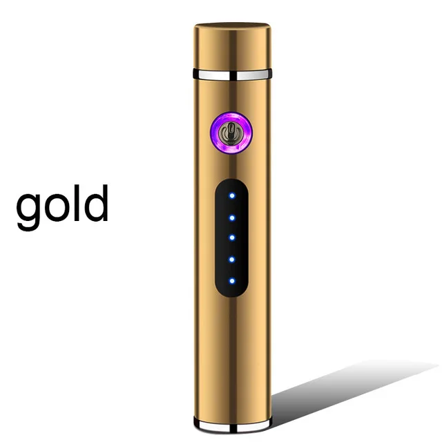 USB прикуриватель для курения двойная дуга плазма электронный перезаряжаемый подарок для друзей - Цвет: gold