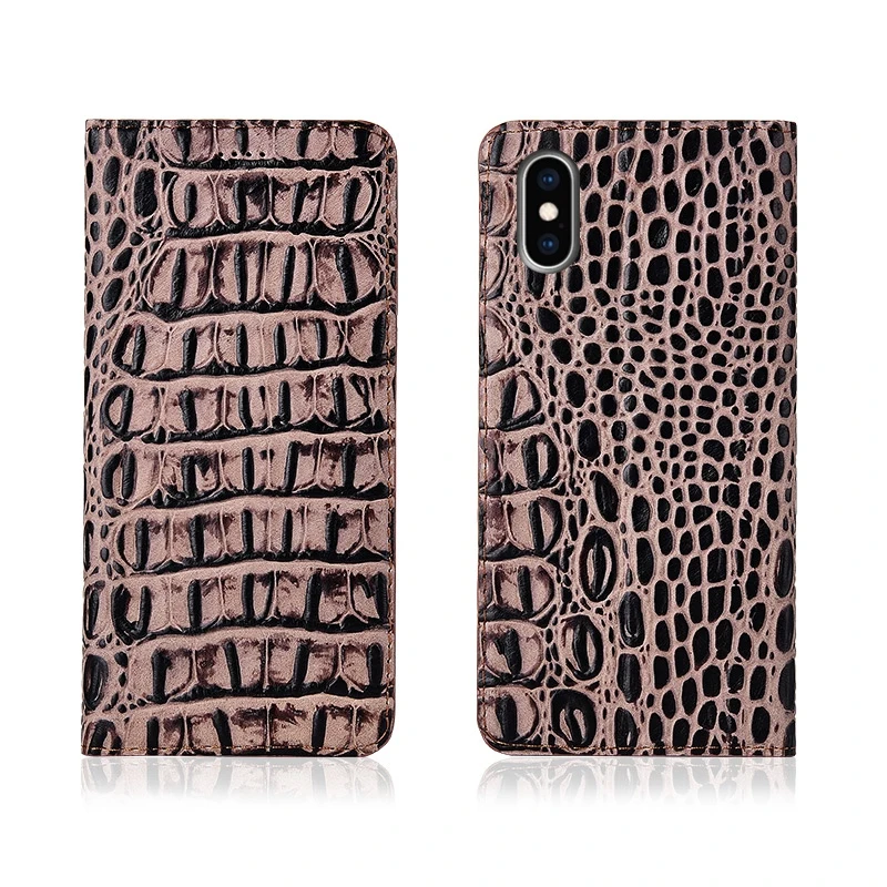  Crocodile pattern genuine leather magnetic phone case card slot holder for iPhone XS Max/iPhone XS 