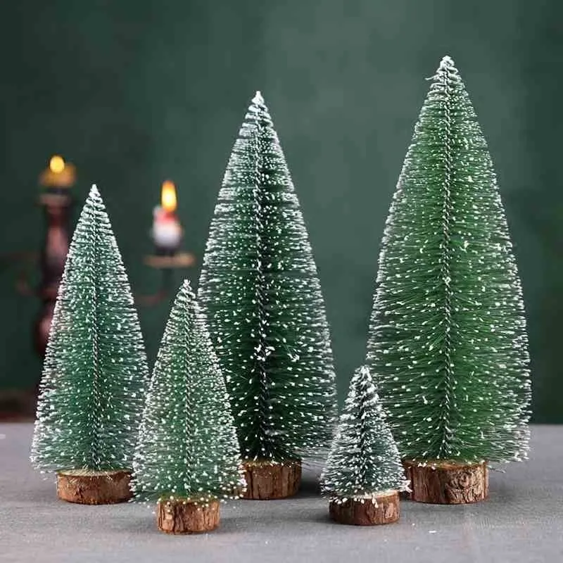 2Pcs/lot Small Artificial Christmas Tree New year's Gift Decorations for Home Table Decor Fake Green Pine Tree Photo Prop christmas tree ornaments mini christmas tree collapsible christmas tree