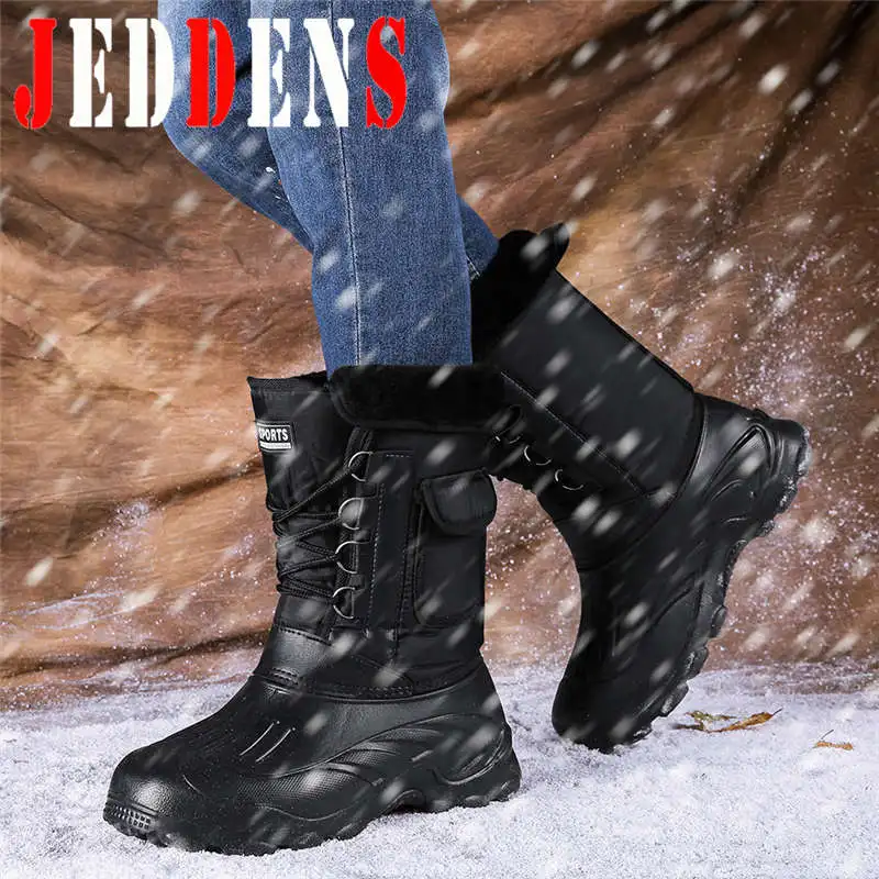 Brand Mens Winter Boots Waterproof Man Boots Warmest Plus Plush Snow Boots Outdoor Nonslip Casual Shoes Men MidCalf Boots V3
