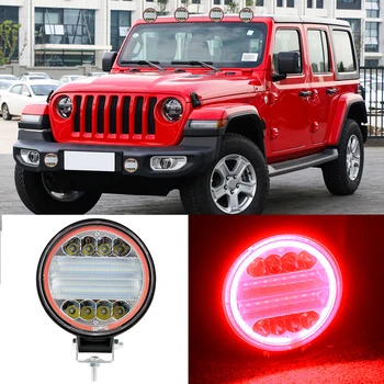 

LEEPEE 24LED 72W Car Light Assembly Fog Lights Round Headlight Angel Eyes Lamp Work Light Bar For 4x4 Offroad ATV UTV Tractor