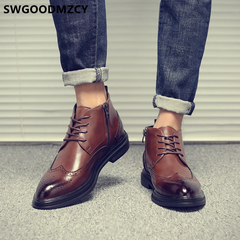 winter boots men corporate shoes leather boots mens dress boots Coiffeur brogue shoes men classic formal dress erkek ayakkabi