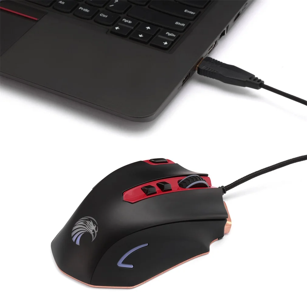 Оптическая программируемая игровая мышь Механическая Eagle Z-7300 3500 CPI светодиодный металлический корпус для ПК игры Plug and Play черный