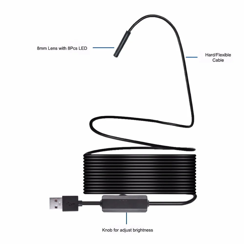 WI-FI эндоскоп Камера HD 1200P 10/5/3,5/2/1 м Мини Водонепроницаемый жесткий провод Беспроводной 8 мм 8 светодиодный бороскоп Камера для Android IOS Mac W
