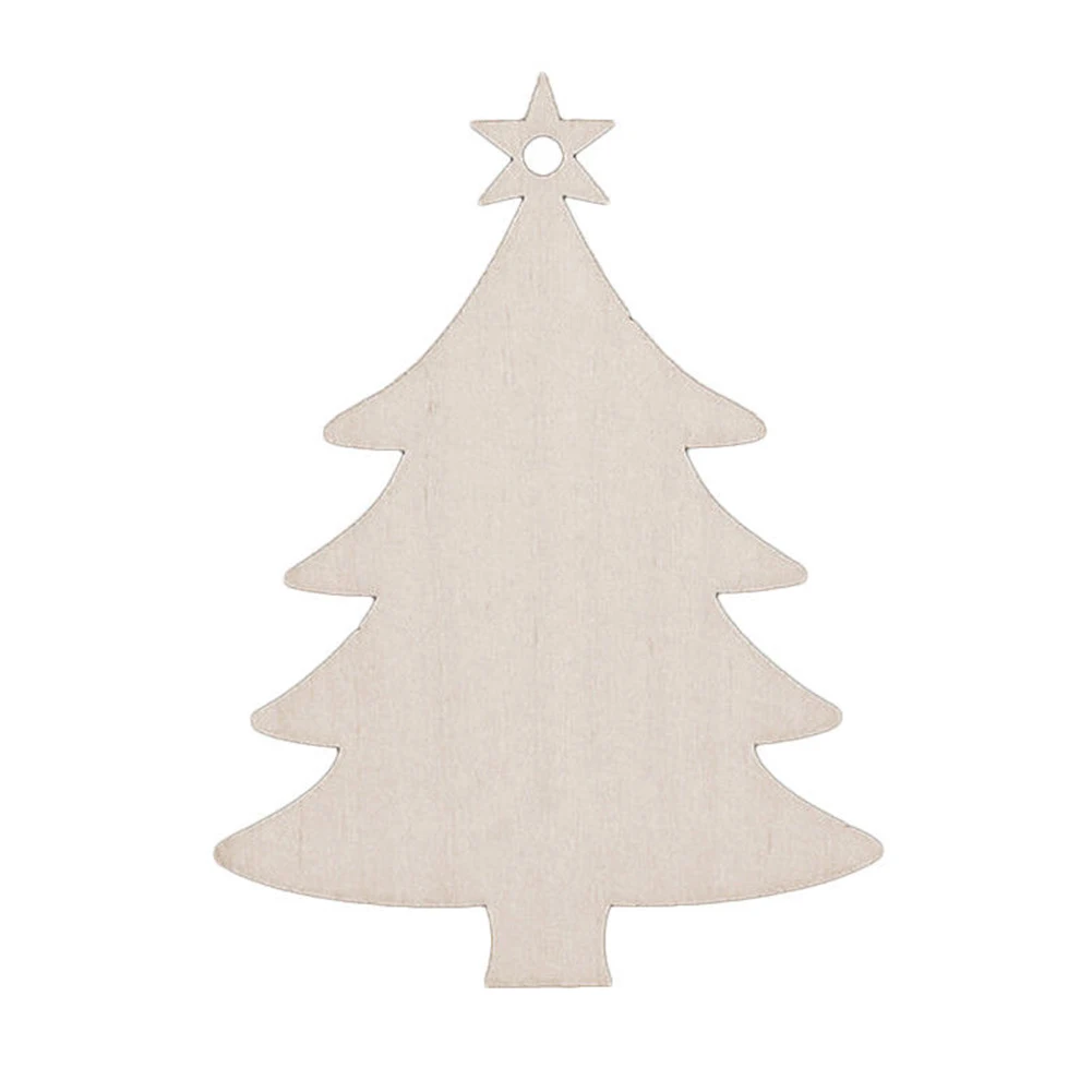 10Pcs Christmas Wood Tree Ornaments Xmas Hanging Pendant Decoration