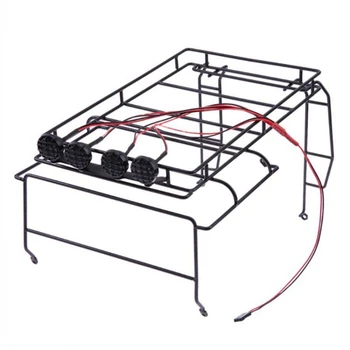 

FBIL-Metal Roof Luggage Rack with LED Light for 1/10 RC4WD D90 RC Crawler Climbing Car
