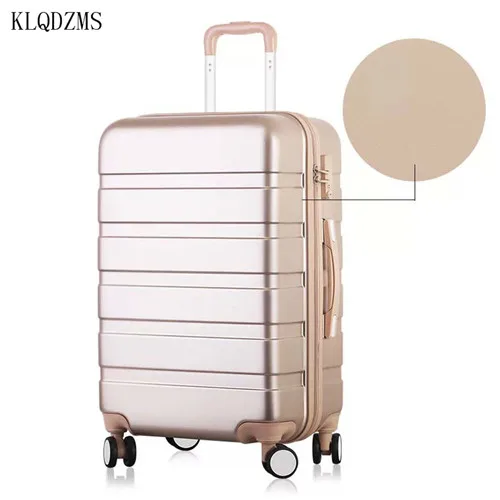 champagne KLQDZMS модный ABS+ PC чемодан на колёсиках, дорожный костюм, чехол с колесиками, чехол на колесиках 20 дюймов, багаж на колесиках 2" 26" 28 дюймов - Color: champagne